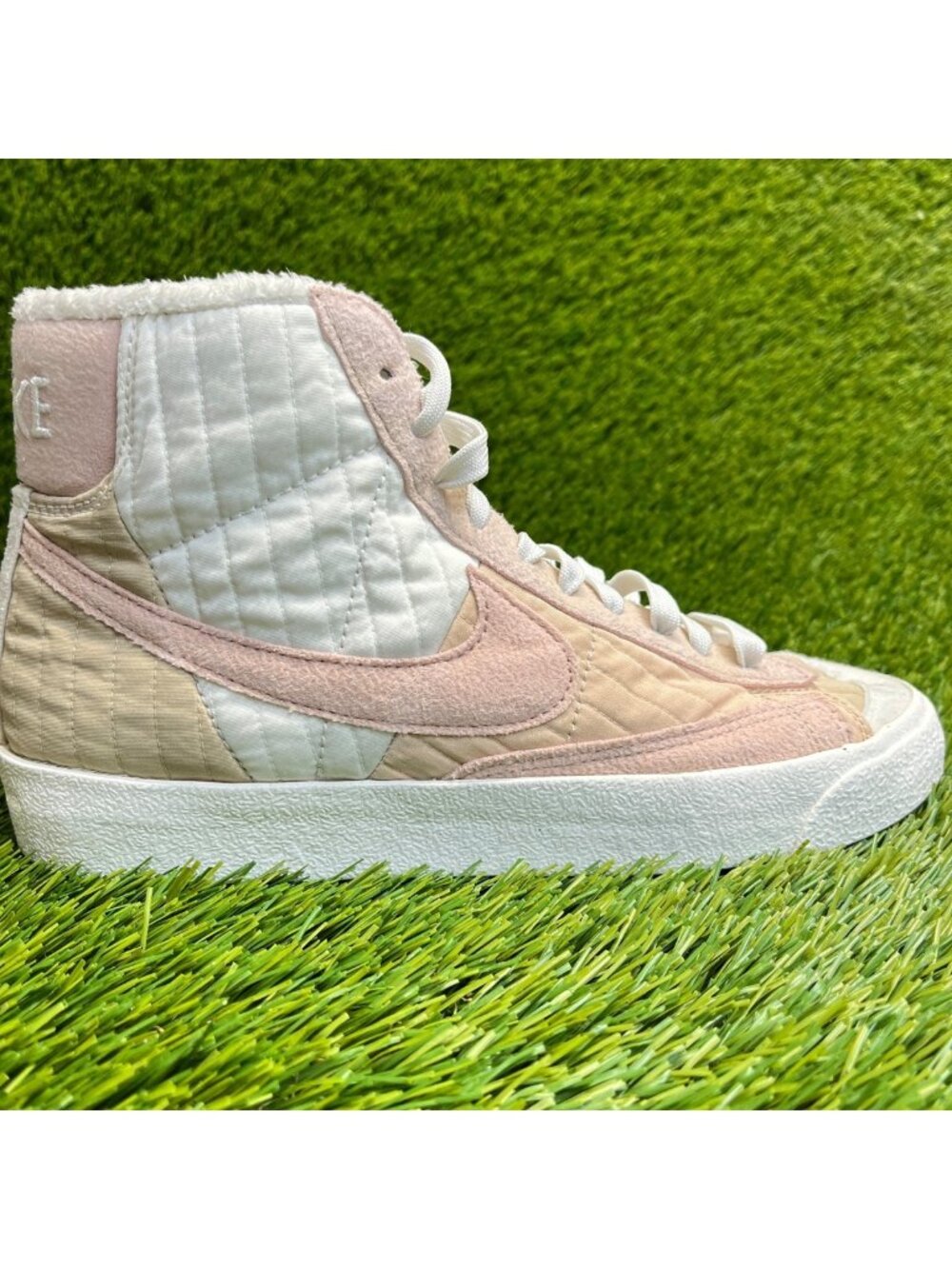 Nike Women's High-Top Sneakers in White, Light Pink, Beige
